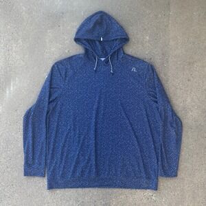 Rhoback Hesi Performance Stretch Pullover Golf AOP Blue Hoodie Men's Size 2XL